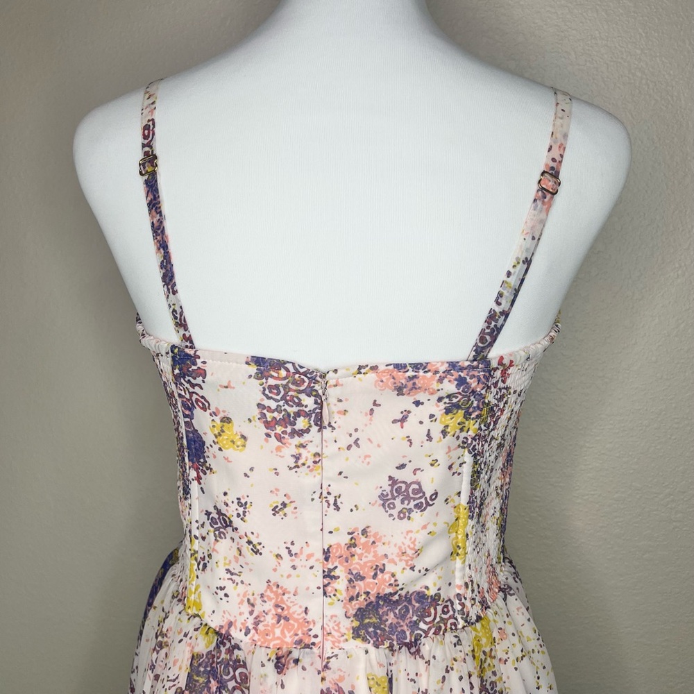 Guess Tanya Pink Floral Sleeveless or Strapless Corset Mini Dress Sz 4 - Picture 6 of 11